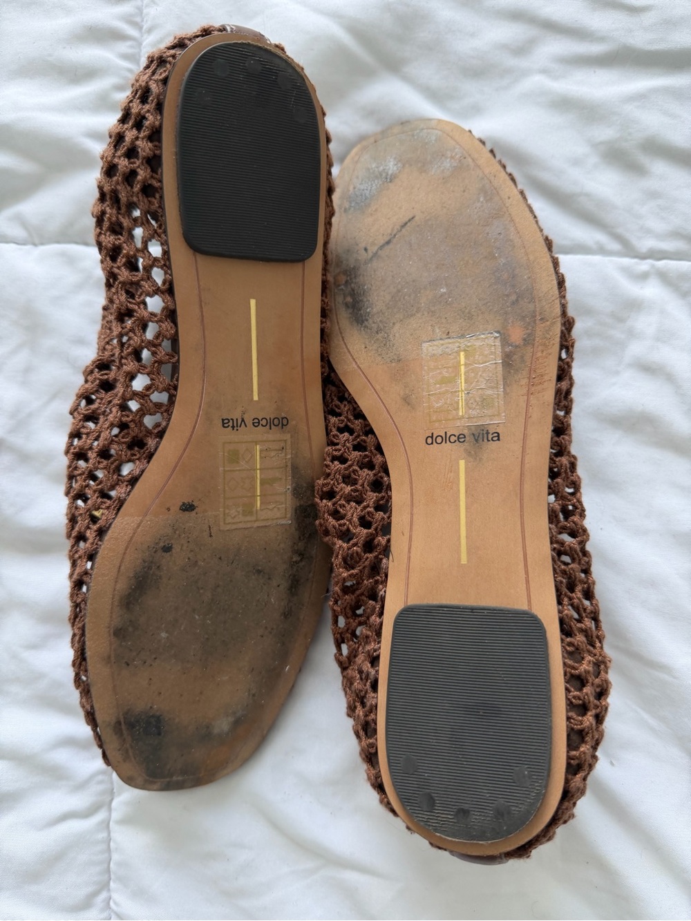 Dolce Vita Crochet Ballet Flats in Brown with Gold Bead Accents - Picture 4 of 4